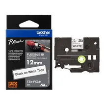 Brother TZe-FX231 Black On White Flexi ID P-Touch Adhesive Labelling Tape 12mm x 8m