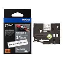 Brother TZe-FX251 Black On White Flexi ID P-Touch Adhesive Labelling Tape 24mm x 8m
