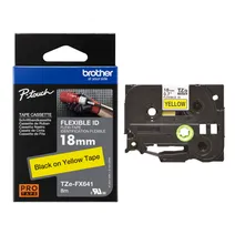 Brother TZe-FX641 Black On Yellow Flexi ID P-Touch Adhesive Labelling Tape 18mm x 8m