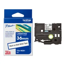 Brother TZe-M261 Black On White Self-Adhesive Matte Laminated Labelling Tape Cassette 36mm x 8m 