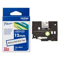 Brother TZe-M931 Black On Silver Matte Laminated P-Touch Adhesive Labelling Tape 12mm x 8m