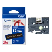 Brother TZE-R334 Gold On Black Non-Adhesive Ribbon Tape Cassette 12mm x 4m