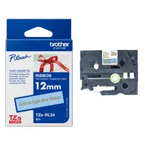 Brother TZE-RL34 Gold On Light Blue Non-Adhesive Ribbon Tape Cassette 12mm x 4m