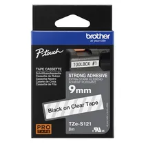 Brother TZe-S121 Black On Clear Strong Adhesive Laminated P-Touch Adhesive Labelling Tape 9mm x 8m