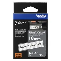 Brother TZe-S141 Black On Clear Strong Adhesive Laminated P-Touch Labelling Tape 18mm x 8m