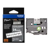 Brother TZe-S151 Black On Clear Strong Adhesive Laminated P-Touch Labelling Tape 24mm x 8m