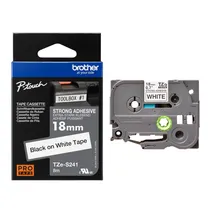 Brother TZe-S241 Black On White Strong Adhesive Laminated P-Touch Labelling Tape 18mm x 8m
