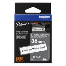 Brother TZe-S261 Black On White Strong Adhesive Laminated P-Touch Labelling Tape 36mm x 8m