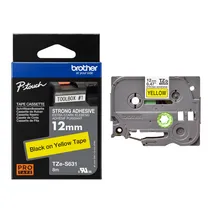 Brother TZe-S631 Black On Yellow Strong Adhesive Laminated P-Touch Labelling Tape 12mm x 8m