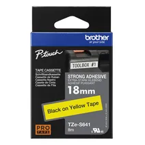 Brother TZe-S641 Black On Yellow Strong Adhesive Laminated P-Touch Labelling Tape 18mm x 8m