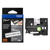 Brother TZE-SE4 Black On White Security Laminated P-Touch Adhesive Labelling Tape 18mm x 8m