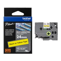 Brother TZE-SL651 Black On Yellow Adhesive Self-Laminating Labelling Tape Cassette 24mm x 8m