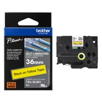 Brother TZE-SL661 Black On Yellow Self-Laminating P-Touch Adhesive Labelling Tape 36mm x 8m