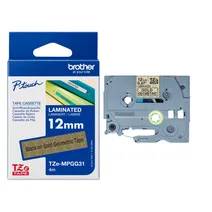 Brother TZEMPGG31 Black On Gold Plastic Adhesive Labelling Tape 12mm x 4m