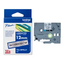 Brother TZEMPSL31 Black On Silver Plastic Adhesive Labelling Tape 12mm x 4m