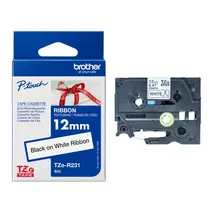 Brother TZER231 Black On White Fabric Label Tape 12mm x 4m
