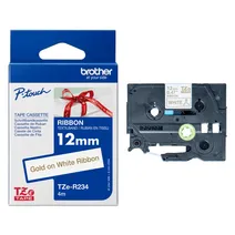 Brother TZER234 Gold On White Fabric Labelling Tape 12mm x 4m