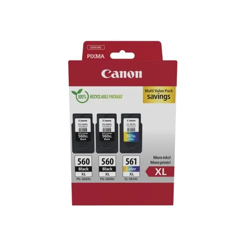 Canon PG-560XL/CL-561XL High Capacity 2 x Black & 1 x Tri-Colour Ink Cartridge Multipack (3712C009)