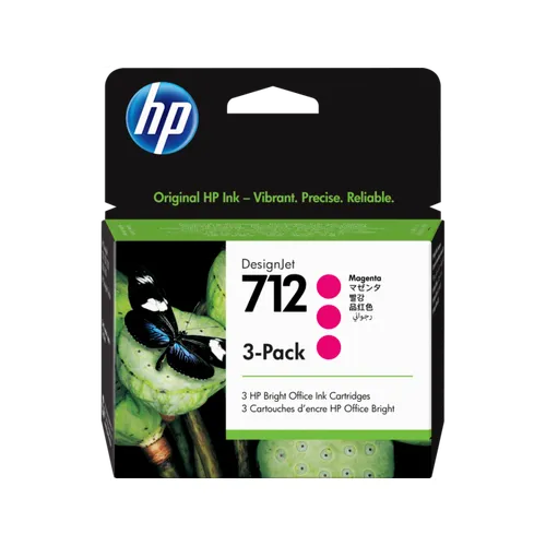 HP 712 3 Pack Magenta Ink Cartridge (3ED78AE)