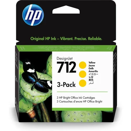 HP 712 3 pack Yellow Ink Cartridge (3ED79A)
