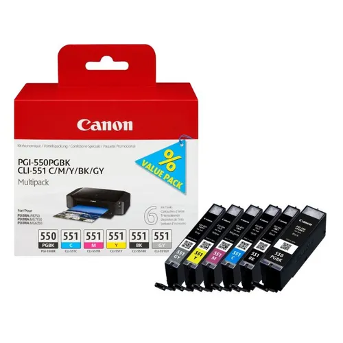 Canon PGI-550 / CLI-551 6 Colour Ink Cartridge Multipack