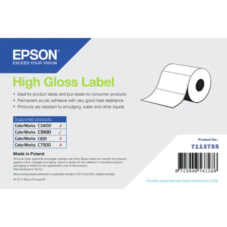 Epson 7113755 High Gloss Die-Cut Label Roll - (210 Labels - 102 x 152 mm)