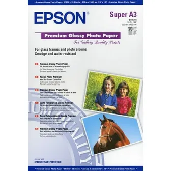 Epson Premium Glossy Photo Paper (C13S041316 20 Sheets, 255gsm, A3+ Premium Photo Paper)