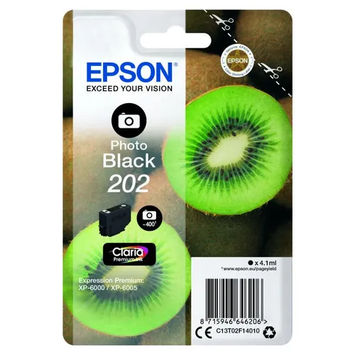 Epson 202 Photo Black Ink Cartridge - (T02F1 Kiwi)