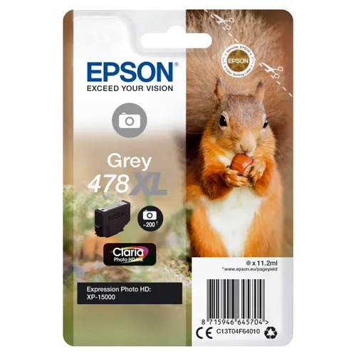 Epson 478XL High Capacity Grey Ink Cartridge - (T04F6 Squirrel)