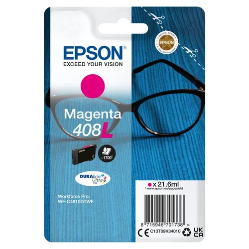 Epson DURABrite Ultra 408L High Capacity Magenta Ink Cartridge - (C13T09K34010)