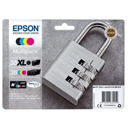 Epson 35XL / 35 High Capacity 4 Colour Ink Cartridge Multipack - (C13T35994010 Padlock)