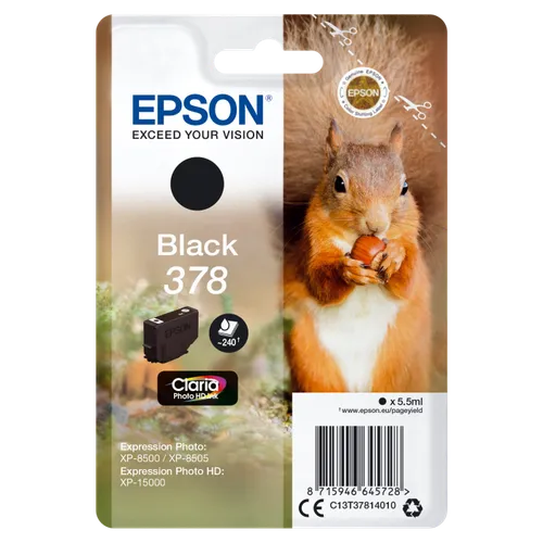 Epson 378 Black Ink Cartridge - (T3781 Squirrel)