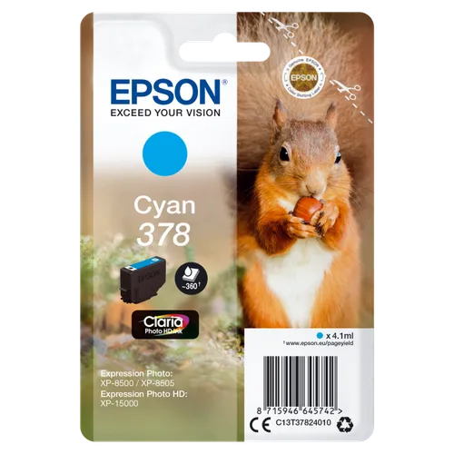 Epson 378 Cyan Ink Cartridge - (T3782 Squirrel)