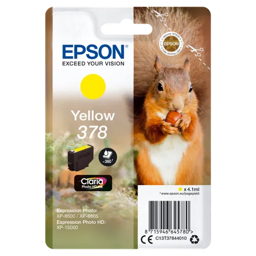 Epson 378 Yellow Ink Cartridge - (T3784 Squirrel)