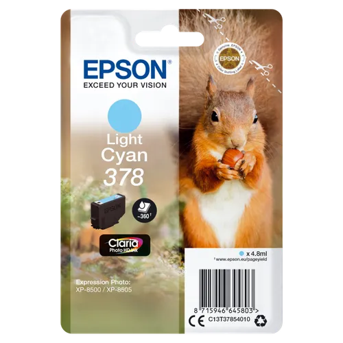 Epson 378 Light Cyan Ink Cartridge - (T3785 Squirrel)