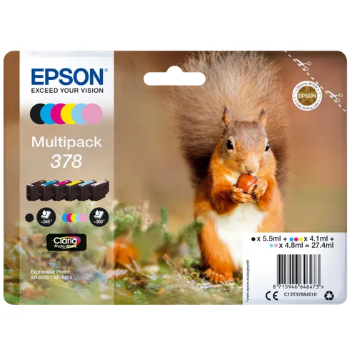 Epson 378 6 Colour Ink Cartridge Multipack - (T3788 Squirrel)