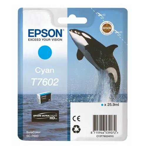 Epson T7602 Cyan Ink Cartridge - (C13T760240 Killer Whale)