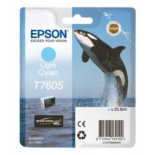 Epson T7605 Light Cyan Ink Cartridge - (C13T760540 Killer Whale)