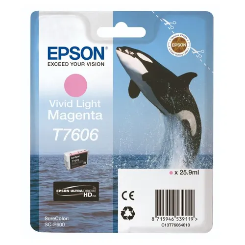 Epson T7606 Vivid Light Magenta Ink Cartridge - (C13T760640 Killer Whale Ultrachrome HD Ink Cartridge)