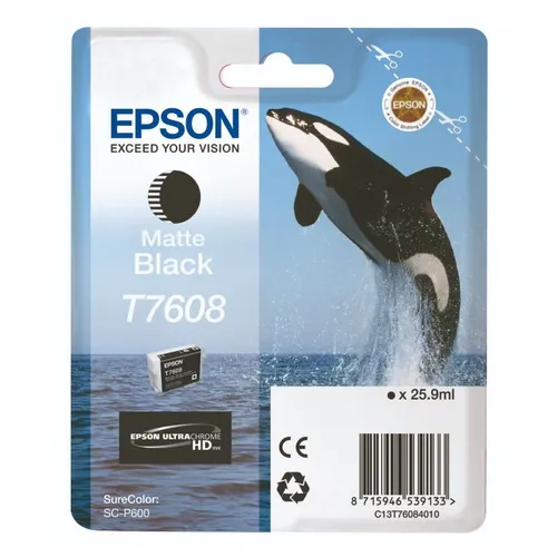 Epson T7608 Matte Black Ink Cartridge - (C13T760840 Killer Whale)