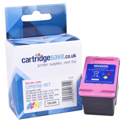 Compatible HP 62XL High Capacity Tri-Colour Ink Cartridge - (C2P07AE)