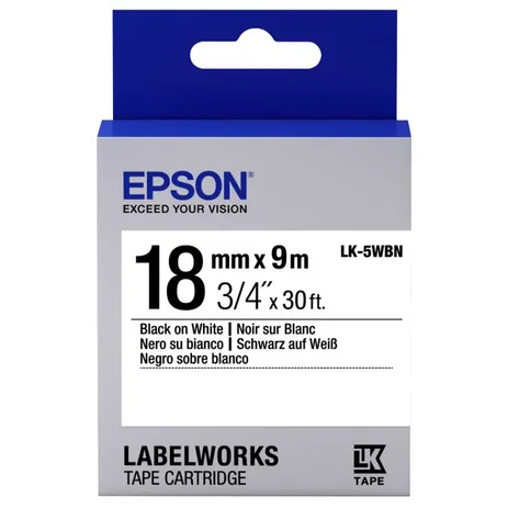 Epson C53S655006 Black on White Label Tape 18mm x 9m - (LK-5WBN)