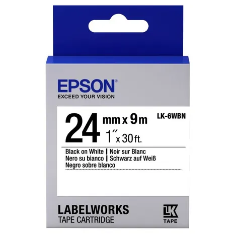 Epson C53S656006 Black on White Label Tape 24mm x 9m - (LK-6WBN)