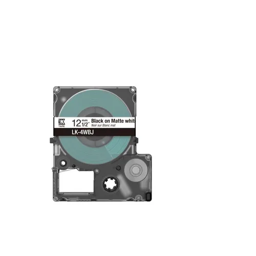 Epson C53S672062 Black on Matte White Label Tape 12mm x 8m - (LK-4WBJ)