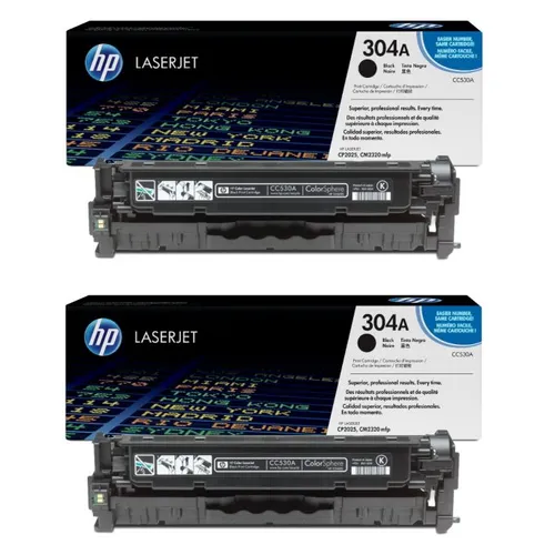 HP 304A Black Toner Cartridge Twin Pack - (CC530AD)