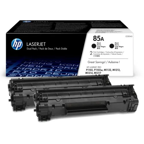 HP 85A Black Toner Cartridge Twin Pack (CE285AD)