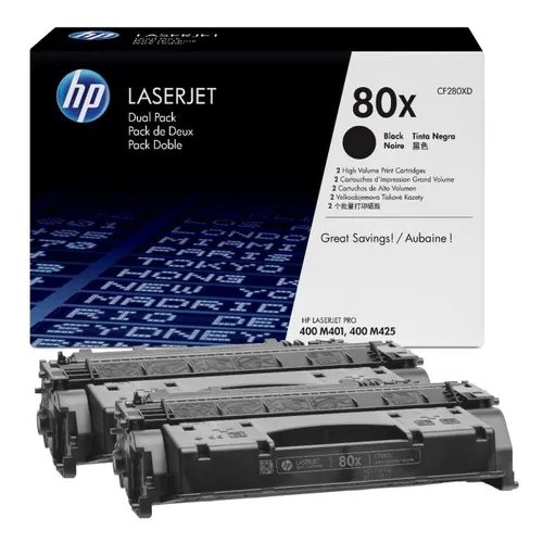 HP 80X High Capacity Black Toner Cartridge Twin Pack (CF280XD)