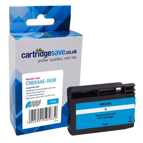 Compatible HP 933XL High Capacity Cyan Ink Cartridge - CN054AE