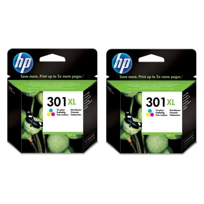 HP 301XL High Capacity Tri-Colour Ink Twin Pack - (D8J46AE)
