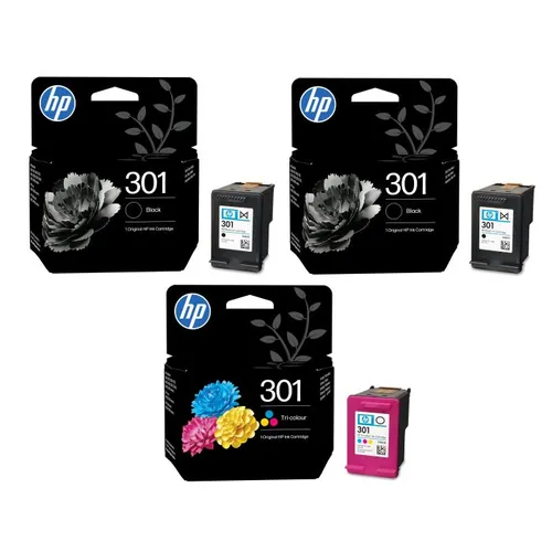 HP 301 2 x Black & 1 x Tri-Colour Ink Cartridge Multipack E5Y87EE